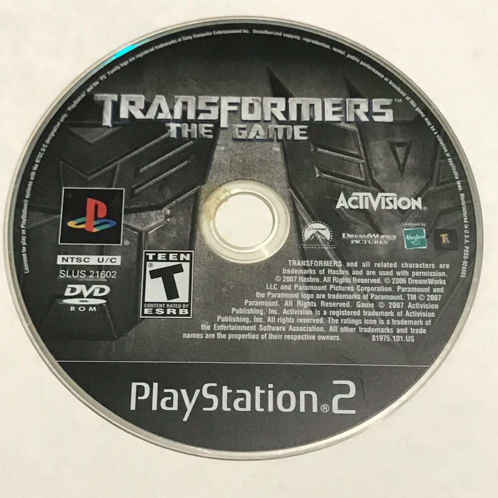 Transformers The Game (Sony Playstation 2, 2007) PS2 Tested Ships Same Day